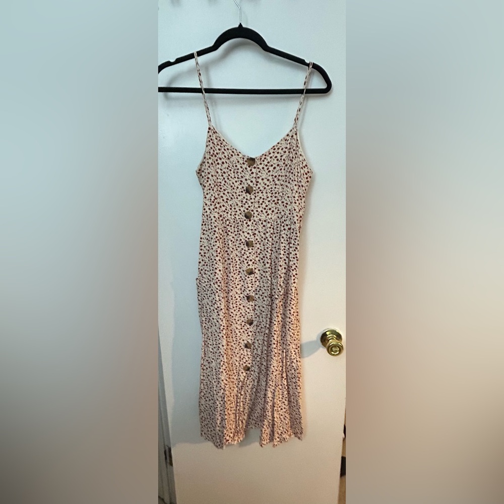 Floral Button-Down Spaghetti Strap Midi Dress